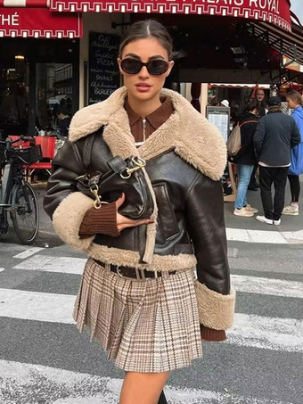 女性のための両面ショートジャケット Pu レザー冬 2026 アウターウェア