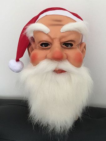ホワイト ユニセックス クリスマス マスク レッド フード ポリエステル クリスマス ホリデー コスチューム