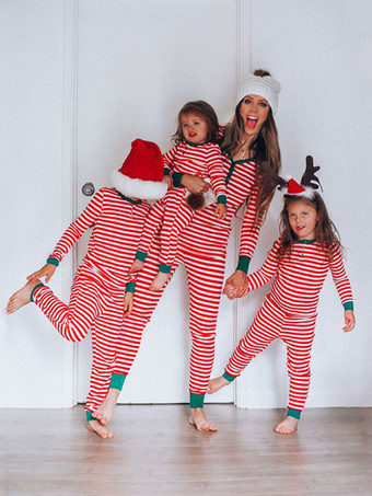 マッチングファミリークリスマスパジャマ幼児の子供のストライプ冬暖かい部屋着