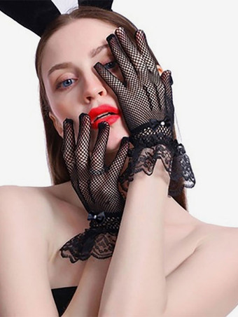 Handschuhe der schwarzen Frau Strass-Spitze-Handschuhe