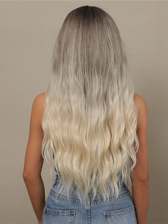 女性ロング ウィッグ オンブル カーリー クラシック レイヤード ロング 合成ウィッグ