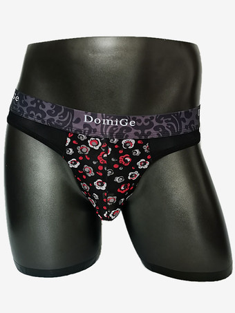 レッド＋ホワイト＋ブラック男性用ブリーフ バタフライパターン ビーチ