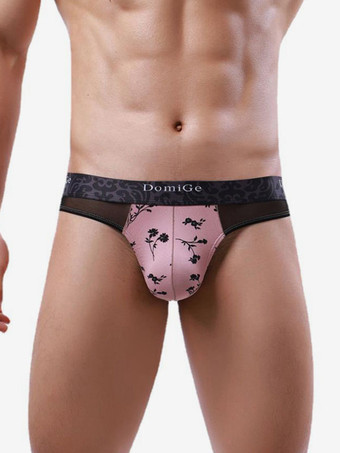 サーモンピンク男性用ブリーフ バタフライパターン ビーチ