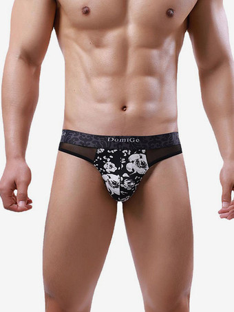 ホワイト＋ブラック男性用ブリーフ バタフライパターン ビーチ