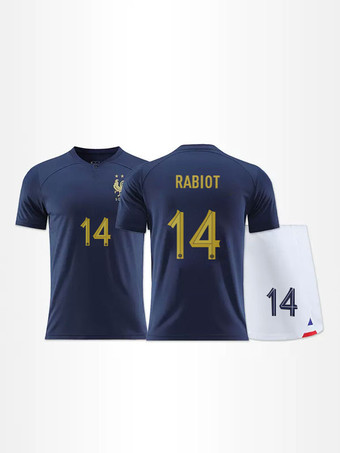 Les Bleues Fußballtrikot Nummer 14  The France Team  Herren-Sportbekleidung 3-teiliges Set  kurze Ärmel  Blau