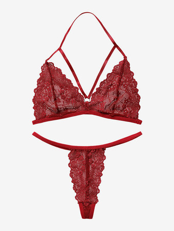 ワインレッド ブラジャー ランジェリー ブラジャー 女性用 ブラック レース ポリエステル セクシーランジェリー