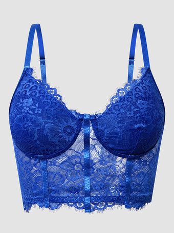 ロイヤルブルー女性のセクシーな黒のビスチェのためのスパゲッティストラップ恋人コルセットクロップトップス