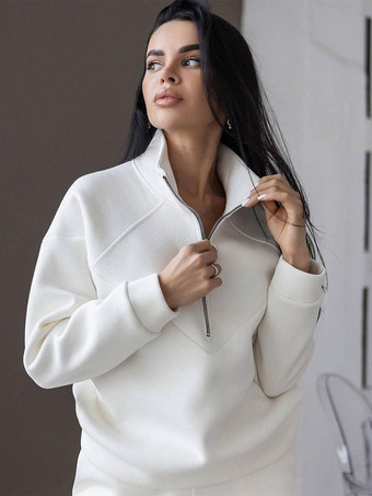 パンツセット ブルー カジュアル ストリートウェア ジッパー ポリエステル 2ピース