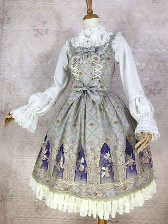 アプリコットクラシカルロリータドレス ポリエステル ノースリーブ クラシック シアン リボン フリル デイリーカジュアル ティーパーティー トラディショナルロリータドレス