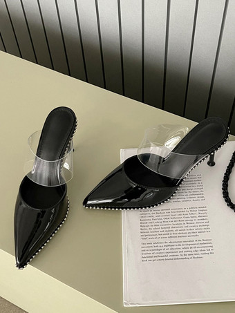 ウィメンズ スタッズ スリングバック スティレットヒール ミュール