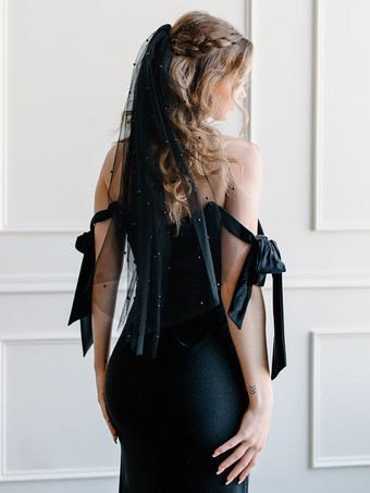 黒のウェディングドレスマーメイドノースリーブプリーツトレーンブライダルドレス無料カスタマイズ