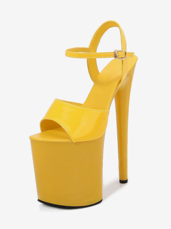 イエローダンス シューズ セクシー プラットフォーム ハイヒール サンダル ポール ダンス 女性