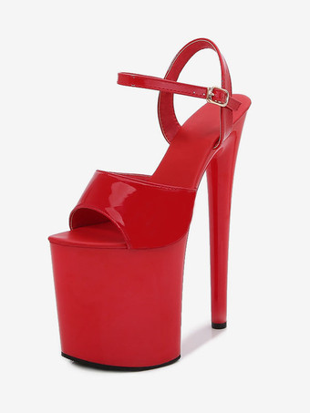 レッド ダンス シューズ セクシー プラットフォーム ハイヒール サンダル ポール ダンス 女性
