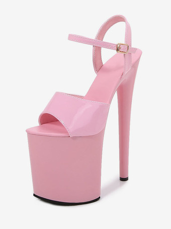 ピンクダンス シューズ セクシー プラットフォーム ハイヒール サンダル ポール ダンス 女性