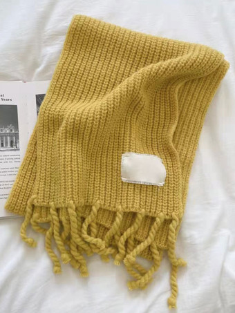 イエロー女性のスカーフ美しいフリンジ冬暖かい Acc