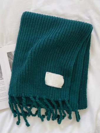 ダークグリーン女性のスカーフ美しいフリンジ冬暖かい Acc