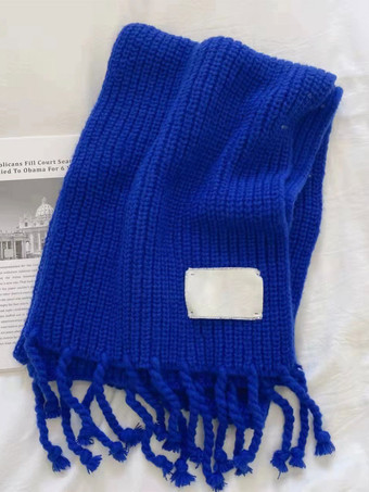 ロイヤルブルー女性のスカーフ美しいフリンジ冬暖かい Acc