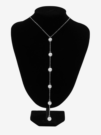 シルバー ネックレス ゴールド メタリック メタル パール レディース ジュエリー