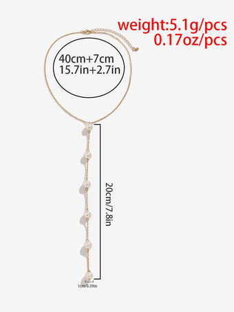 ネックレス ゴールド メタリック メタル パール レディース ジュエリー