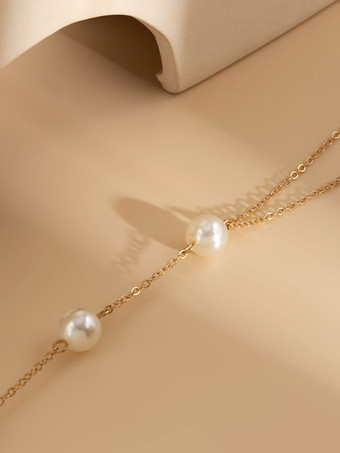 ネックレス ゴールド メタリック メタル パール レディース ジュエリー