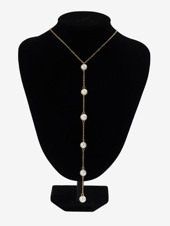ネックレス ゴールド メタリック メタル パール レディース ジュエリー