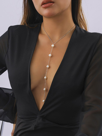 ネックレス ゴールド メタリック メタル パール レディース ジュエリー