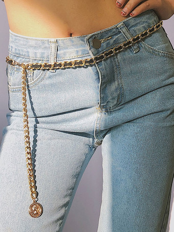 ブラック 女性のジュエリー ボディ チェーン ゴールド メタル調節可能な 28-32 インチ ウエスト チェーン