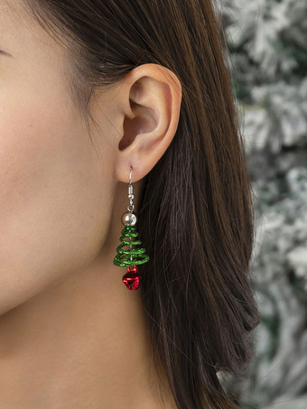 ダークグリーンイヤリング ホワイト ポンポン メタル ピアス レディース ジュエリー