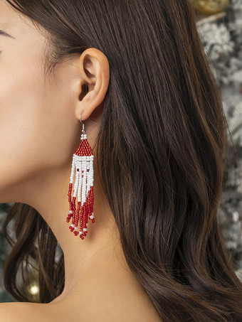 暖かい白イヤリング ホワイト ポンポン メタル ピアス レディース ジュエリー