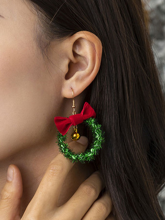 グリーン イヤリング ホワイト ポンポン メタル ピアス レディース ジュエリー