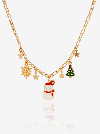 ネックレス 赤 クリスマス パターン メタル チェーン レディース ジュエリー