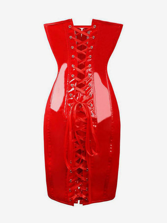 女性のためのクラブドレスブラックストラップレスレースアップノースリーブPUレザーセクシードレス