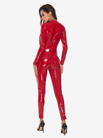 クラブウェア トップス ファッション ジュエルネック ジッパー 長袖 PUレザー ポールダンススーツ