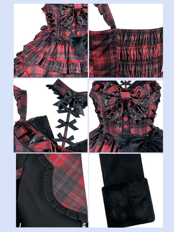 ゴスロリ ドレス リボン フリル チェック柄 パンク ロリータ ドレス