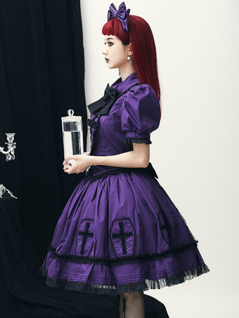 ゴスロリ衣装 グレー フリル リボン 半袖 スカート トップ