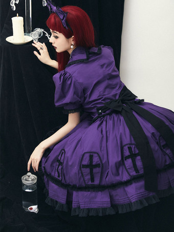 ゴスロリ衣装 グレー フリル リボン 半袖 スカート トップ