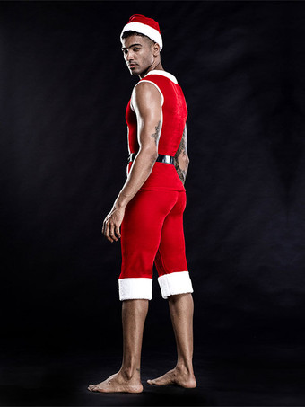 男性セクシーコスチュームハロウィン大人のパンツトップサッシ帽子クリスマスランジェリーポリエステルナイトクラブウェア