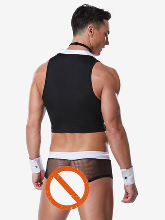 男性用セクシーコスチュームランジェリーハロウィン大人用パンツトップクラバットアームウェアポリエステルナイトクラブウェア