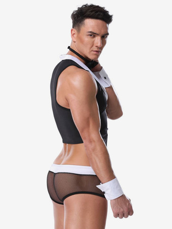 男性用セクシーコスチュームランジェリーハロウィン大人用パンツトップクラバットアームウェアポリエステルナイトクラブウェア