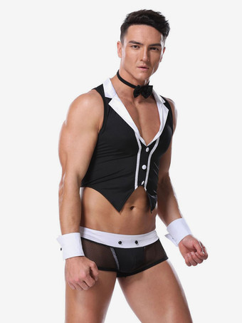 男性用セクシーコスチュームランジェリーハロウィン大人用パンツトップクラバットアームウェアポリエステルナイトクラブウェア