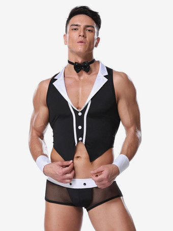 男性用セクシーコスチュームランジェリーハロウィン大人用パンツトップクラバットアームウェアポリエステルナイトクラブウェア