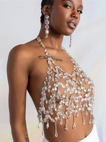 クラブウェア トップス 魅力的な Vネック ノースリーブ バックレス ポールダンス セクシー トップス