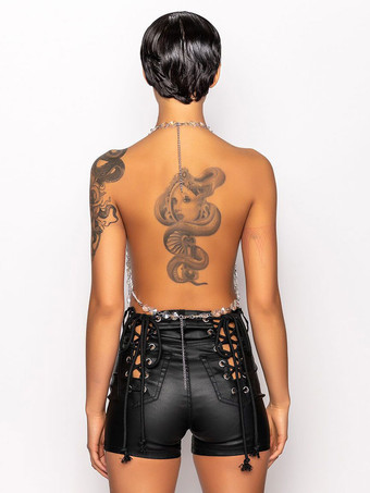 クラブウェア トップス 魅力的な Vネック ノースリーブ バックレス ポールダンス セクシー トップス