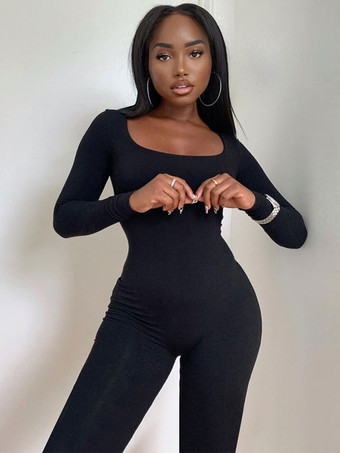 ブラック ホワイト Uネック 長袖 ポリエステル テーパードフィット サマープレイスーツ