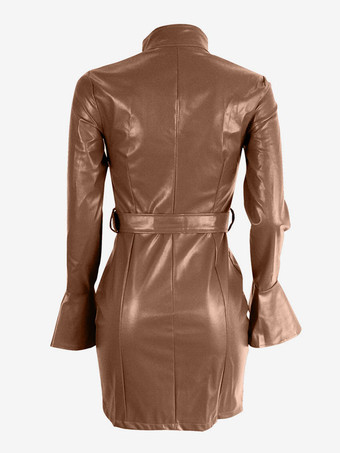 ボディコンドレス スクエアネック セクシー ロングスリーブ ペンシルドレス 誕生日 カーキ