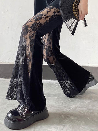 ゴスロリ パンツ レース フレア ロリータ パンツ ブラック