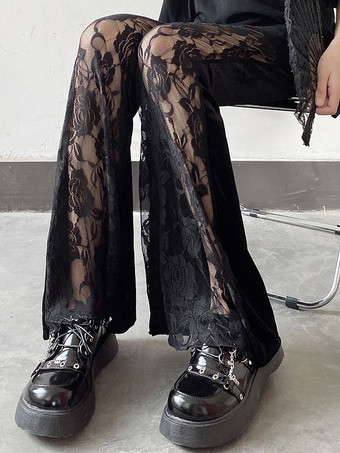 ゴスロリ パンツ レース フレア ロリータ パンツ ブラック