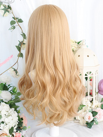 甘ロリータウィッグ ロング 耐熱ファイバー ライトブラウン ロリータ小物