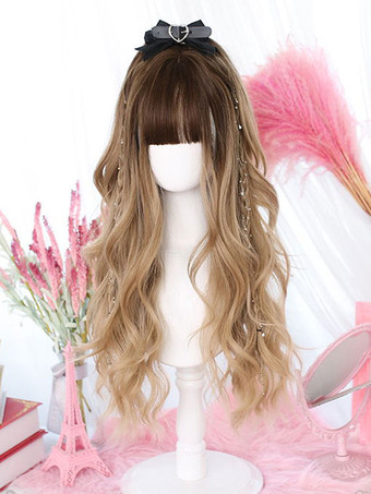ロリータ ウィッグ コーヒー ROCOCO ロング 耐熱ファイバー ロリータ アクセサリー ブラウン