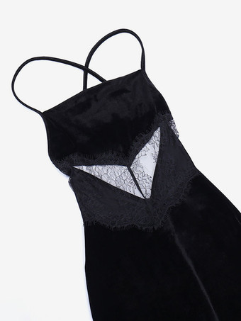 Maxi vestito cinghie collo senza maniche in poliestere sexy abito lungo fino al pavimento